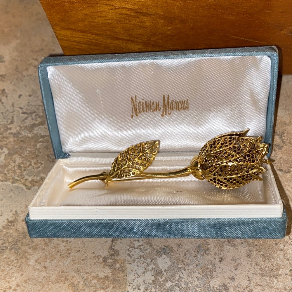 Neiman Marcus Gold Floral Brooch